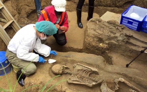 Two sets of human remains estimated to be 2,500 years old have been excavated