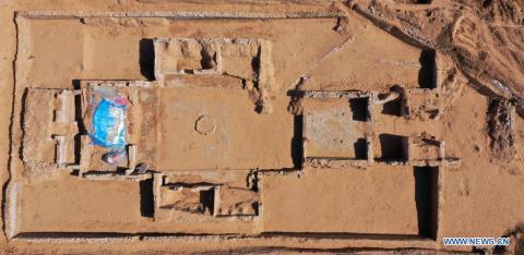 aerial photo shows the site of a temple called Xianying Palace 