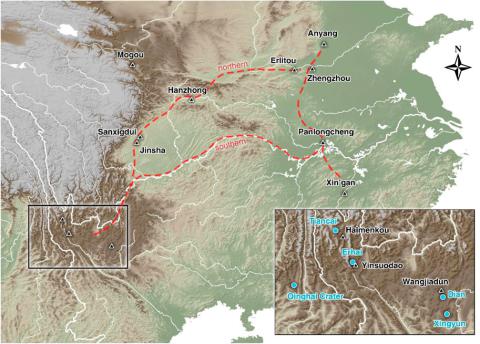 Key archaeological sites from Yunnan to the Central Plains