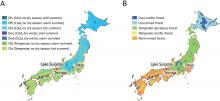 A koppen climate classification and a Potential natural vegetation map of Japan